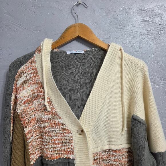 Papaya Branch oversized Cardigan sweater hoodie, womens size Xl, multi-colored - Picture 4 of 8